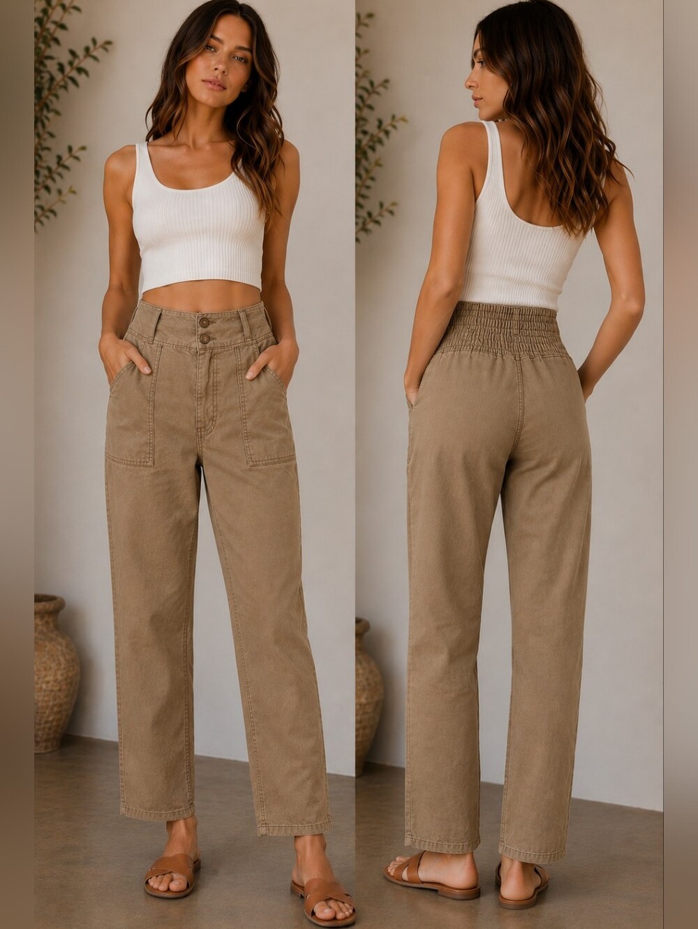 Abercrombie & Fitch Y2K Lyocell Utility Pants. Light Brown/Khaki  Size XS